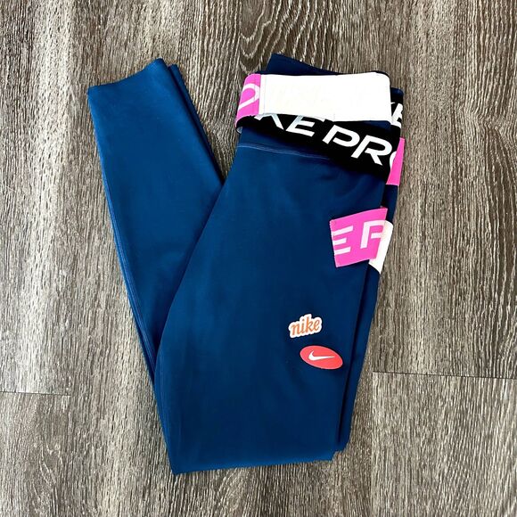 EUC Nike One Luxe Icon Clash Valerian Blue 7/8 Dri-FIT Training Leggings Small - Picture 5 of 16